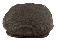 Men's Flat Cap Wool Herringbone Brown Tweed Classic 1920s Unisex Del Boy