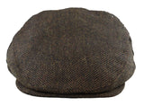 Men's Flat Cap Wool Herringbone Brown Tweed Classic 1920s Unisex Del Boy