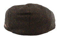 Men's Flat Cap Wool Herringbone Brown Tweed Classic 1920s Unisex Del Boy