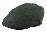 Men's Flat Cap Wool Herringbone Olive Tweed Classic 1920s Unisex Del Boy