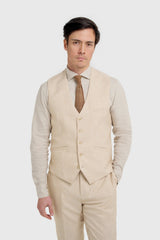 Malibu - Men's Beige 3 Piece Textured Suit