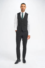 Malibu - Men's Black Tailored Fit Waistcoat
