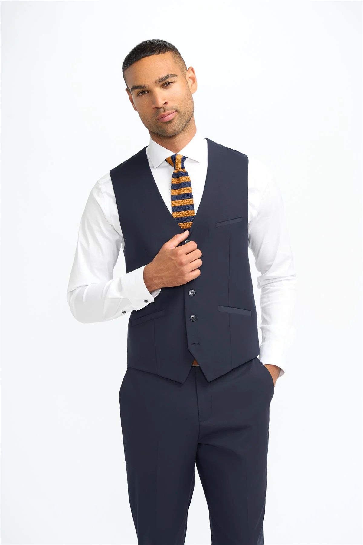 Malibu - Men's Navy Tailored Fit Waistcoat