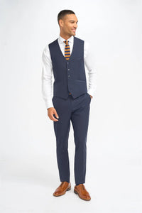 Malibu - Men's Navy Tailored Fit Waistcoat