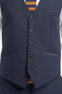 Malibu - Men's Navy Tailored Fit Waistcoat