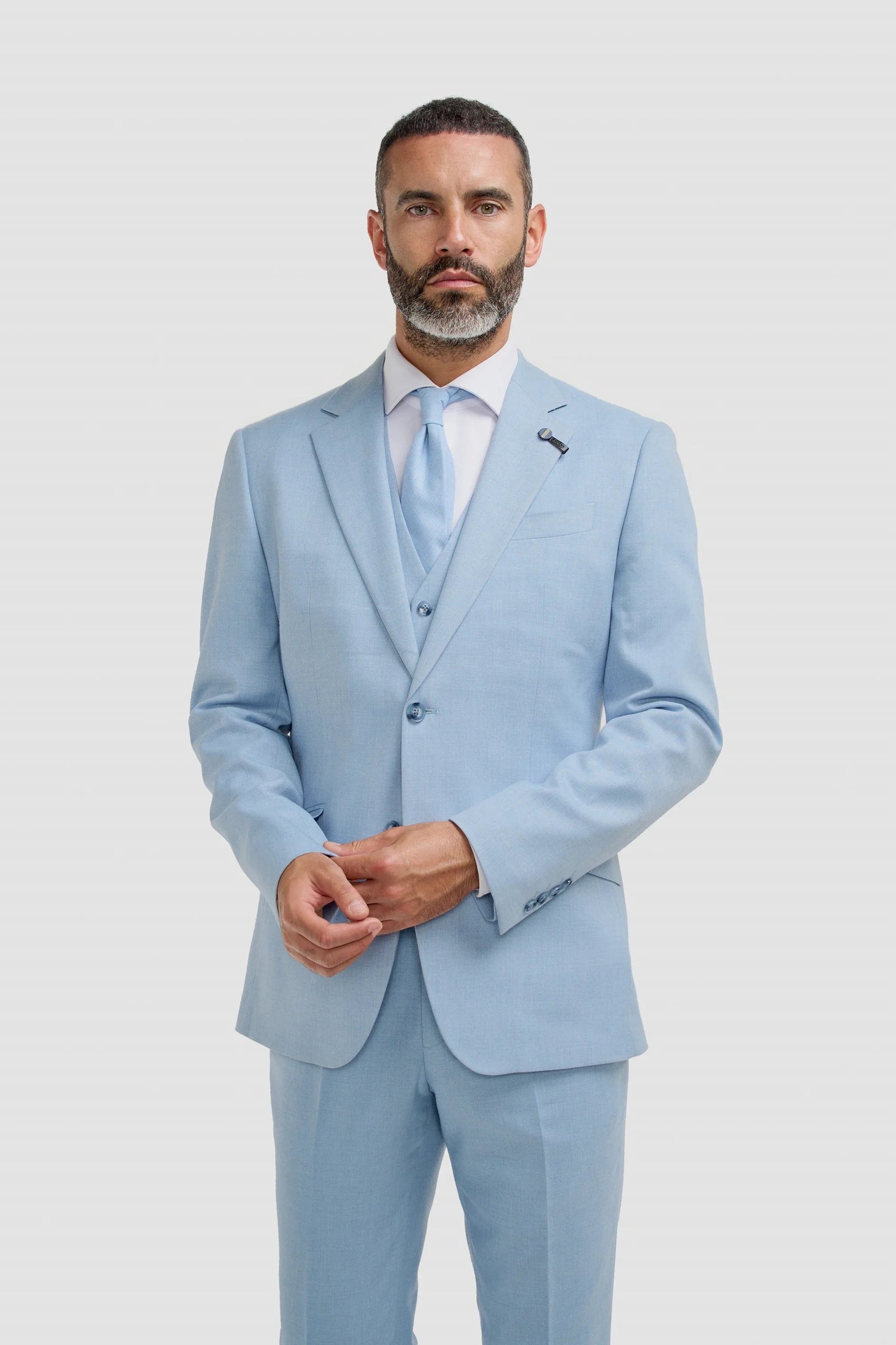 Malibu - Men's Sky Blue Textured 3 Piece Suit