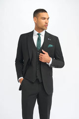 Malibu - Men's Black 3 Piece Tailored Fit Suit