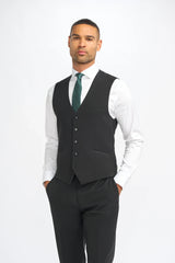 Malibu - Men's Black 3 Piece Tailored Fit Suit