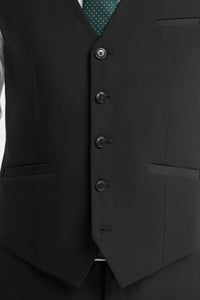 Malibu - Men's Black 3 Piece Tailored Fit Suit