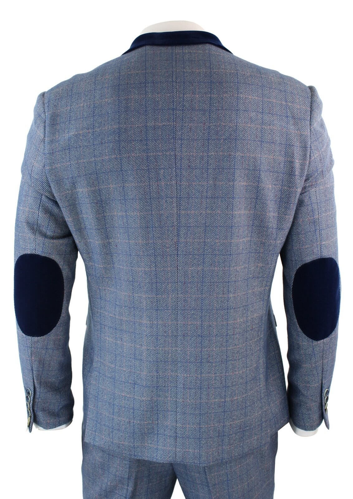 Mens 3 Piece Blue Check Suit - Marc Darcy Hilton