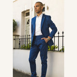 Mario - Men's 2 Piece Summer Suit Blue Office Wedding Classic Italian