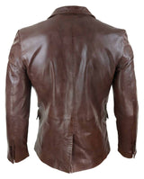 Mens Slim Fit Brown Leather Blazer