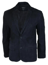 Mens Genuine Suede Blazer Style Jacket Leather Mens Classic VIntage Smart Casual Black