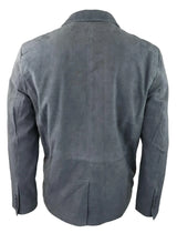 Mens Genuine Suede Blazer Style Jacket Leather Mens Classic VIntage Smart Casual Grey