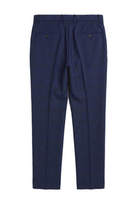 Mark - Men's Navy Blue Checked Trousers