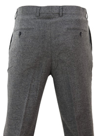 Mens Dark Grey Herringbone Tweed Trousers
