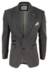 Mens Herringbone Tweed Blazer - Cavani Martez - Tan