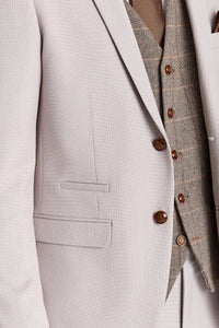 Mayfair Stone Textured Suit With Harris Brown Tweed Waistcoat