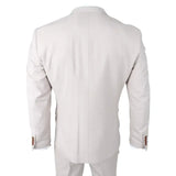 Mayfair - Men's 3 Piece Cream Suit With Navy Waistcoat