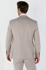 Mayfair - Men's 3 Peice Beige Birdseye Wedding Suit