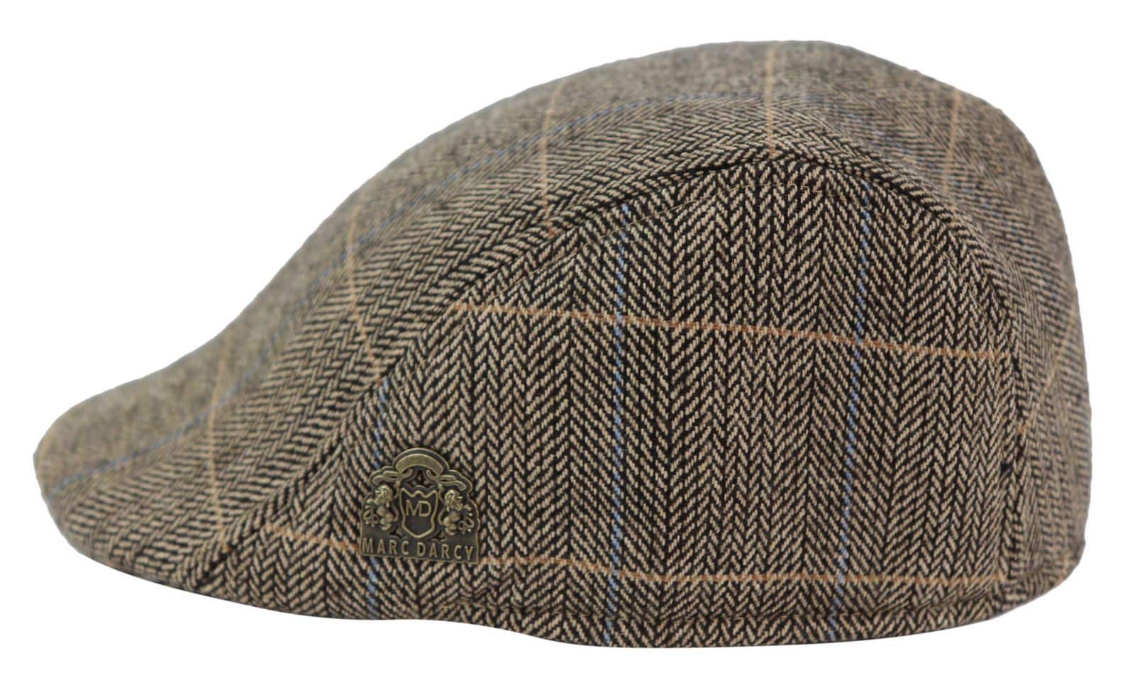 Marc Darcy DX7 Mens Tweed Vintage Retro Grandad Flat Caps Hats Peaky Blinders Check Classic