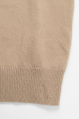 Men’s Beige Knitted T Shirt Regular Fit Crew Neck Short Sleeve Top