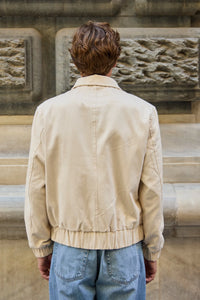 Men’s Beige Utility Bomber Lightweight Padded Zip Jacket