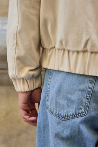 Men’s Beige Utility Bomber Lightweight Padded Zip Jacket