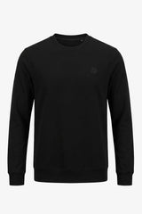 Men’s Black Cotton Blend Crew Neck Sweatshirt Long Sleeve Stretch Pullover