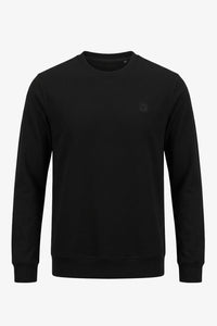 Men’s Black Cotton Blend Crew Neck Sweatshirt Long Sleeve Stretch Pullover