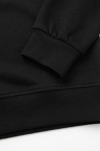 Men’s Black Cotton Blend Crew Neck Sweatshirt Long Sleeve Stretch Pullover