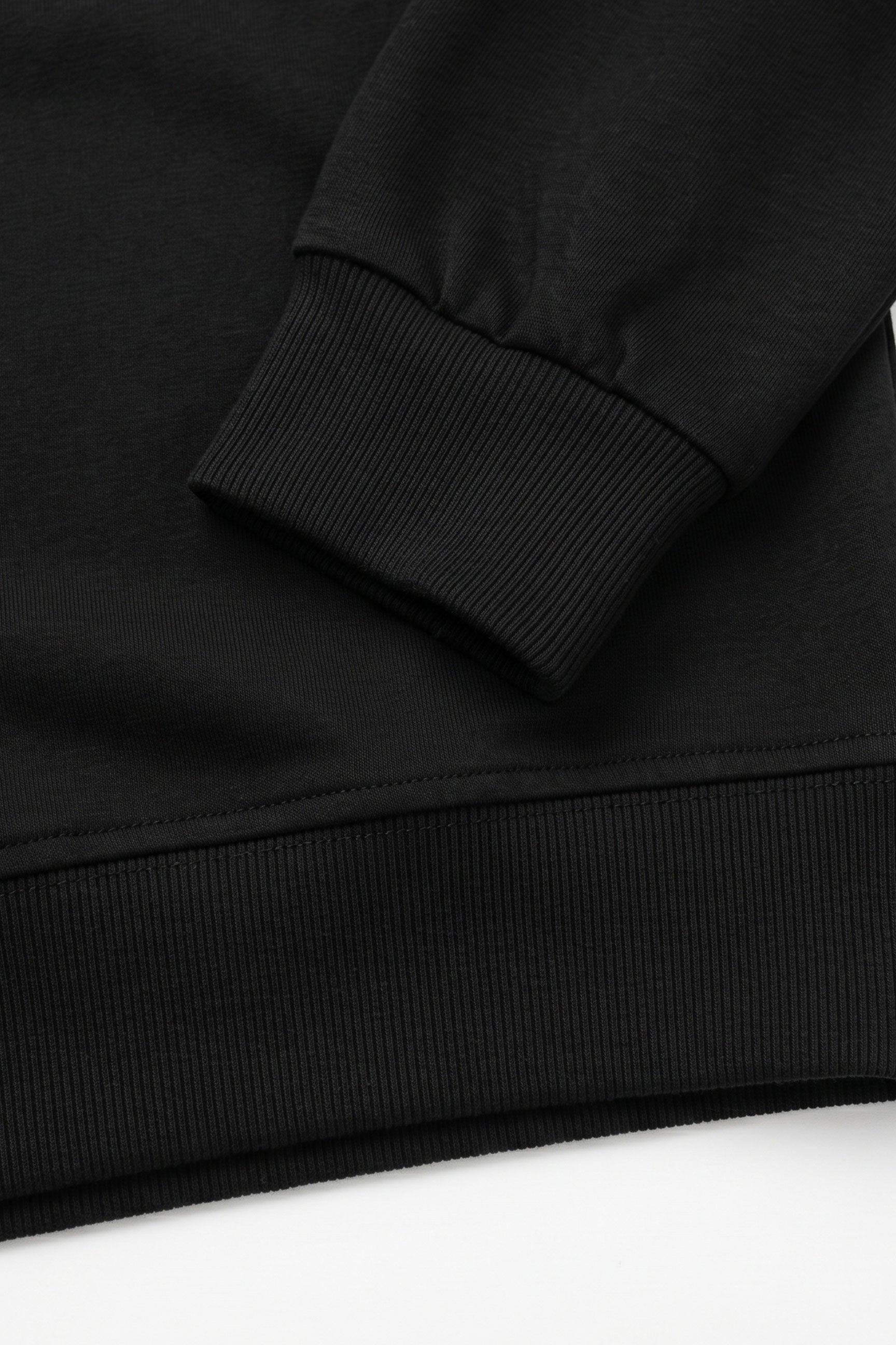 Men’s Black Cotton Blend Crew Neck Sweatshirt Long Sleeve Stretch Pullover