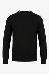 Men’s Black Knitted Crew Neck Sweater Acrylic Pullover Jumper