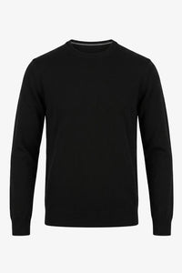 Men’s Black Knitted Crew Neck Sweater Acrylic Pullover Jumper