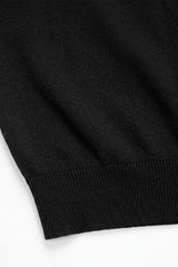 Men’s Black Knitted T Shirt Regular Fit Crew Neck Short Sleeve Top