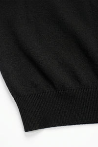 Men’s Black Knitted T Shirt Regular Fit Crew Neck Short Sleeve Top