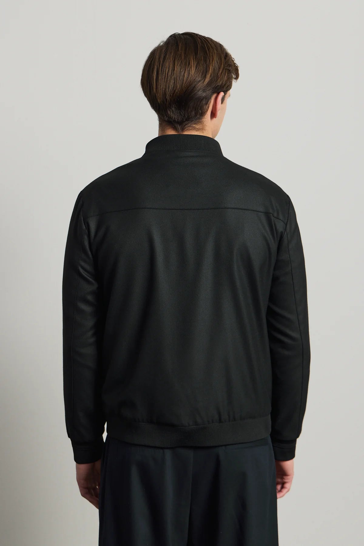 Men’s Black Minimal Smart Bomber Jacket