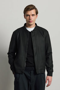 Men’s Black Minimal Smart Bomber Jacket