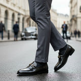 Men’s Black Patent PU Slip On Loafers