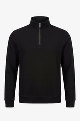 Men’s Black Quarter Zip Sweatshirt Cotton Blend Funnel Neck Pullover