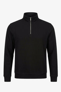 Men’s Black Quarter Zip Sweatshirt Cotton Blend Funnel Neck Pullover