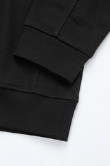 Men’s Black Quarter Zip Sweatshirt Cotton Blend Funnel Neck Pullover