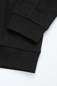 Men’s Black Quarter Zip Sweatshirt Cotton Blend Funnel Neck Pullover