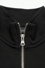 Men’s Black Quarter Zip Sweatshirt Cotton Blend Funnel Neck Pullover