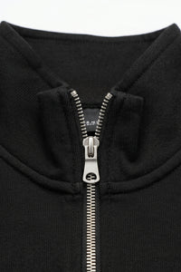 Men’s Black Quarter Zip Sweatshirt Cotton Blend Funnel Neck Pullover