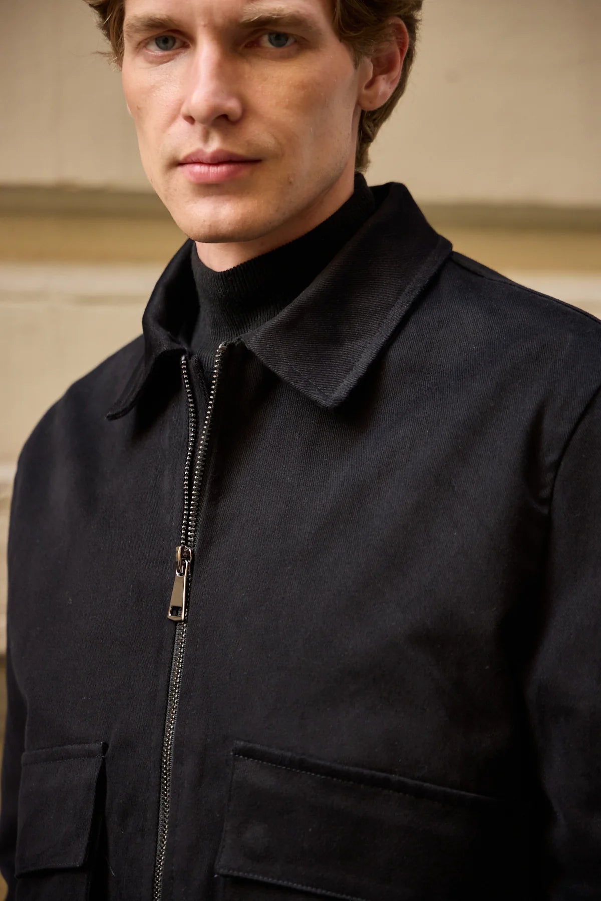 Men’s Black Utility Bomber Lightweight Padded Zip Jacket