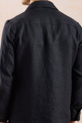 Men’s Black Zip Linen Jacket & Beige Trousers Set Smart Casual Summer Outfit