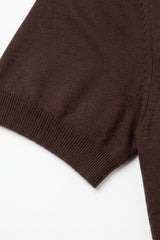 Men’s Brown Knitted T Shirt Regular Fit Crew Neck Short Sleeve Top