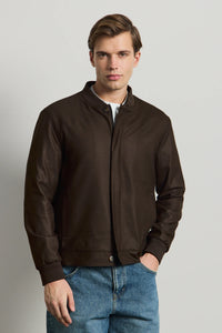 Men’s Brown Minimal Smart Bomber Jacket