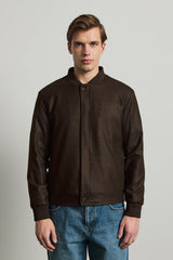 Men’s Brown Minimal Smart Bomber Jacket